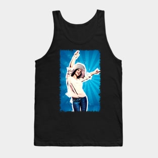 Woman Smiling waving hands up Vector Art Tank Top